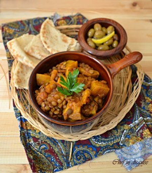 pumpkin and lentils in tomato sauce