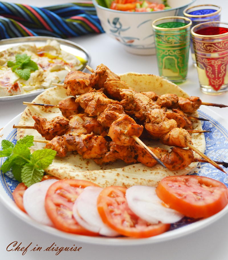 Chef in disguise:Chicken skewers (shish tawook)
