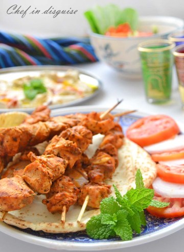 shish Tawook chicken skewers