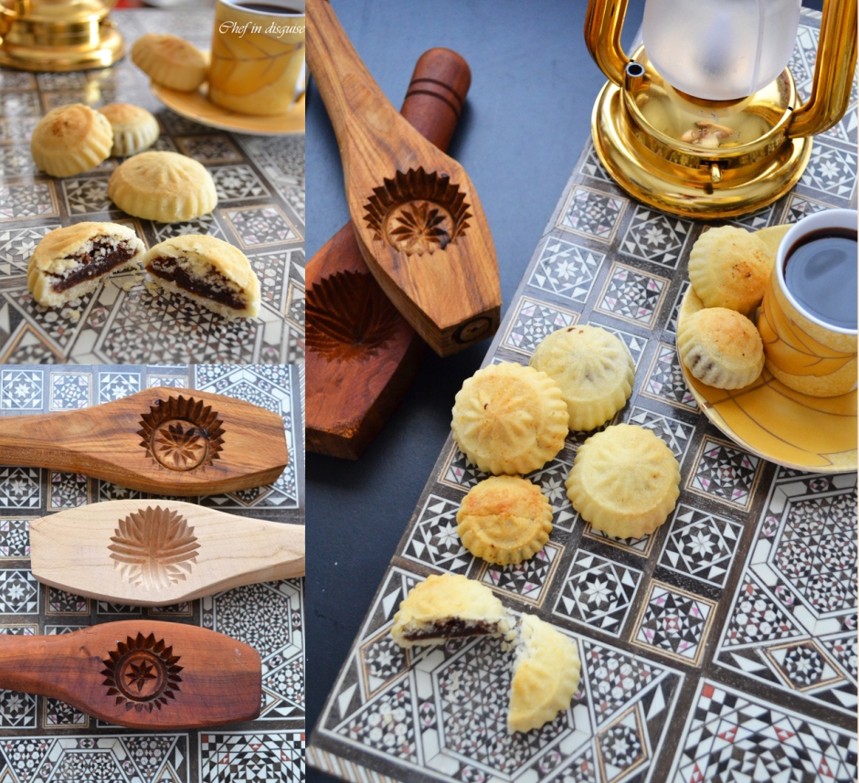 Semolina maamoul cookies and moulds