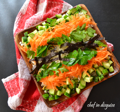 sushi salad with cauliflower rice