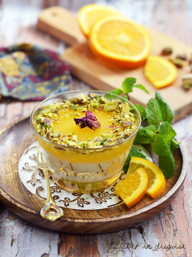 Rice pudding with orange  curd layer