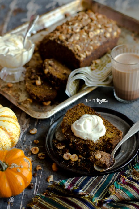 Espresso pumpkin loaf with hazelnut cinnamon topping. Yes!! it is as good as it sounds!!