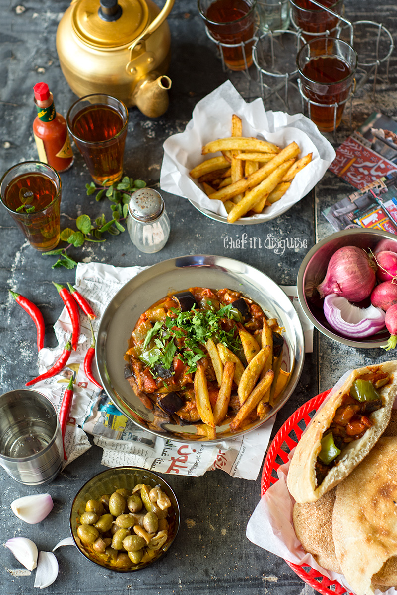 Creamy eggplant, colorful pepper immersed in a show stopping tomato sauce. The spice blend, vinegar and sugar make it complex with layers of flavor, the perfect canvass for this vegetarian Egyptian moussaka