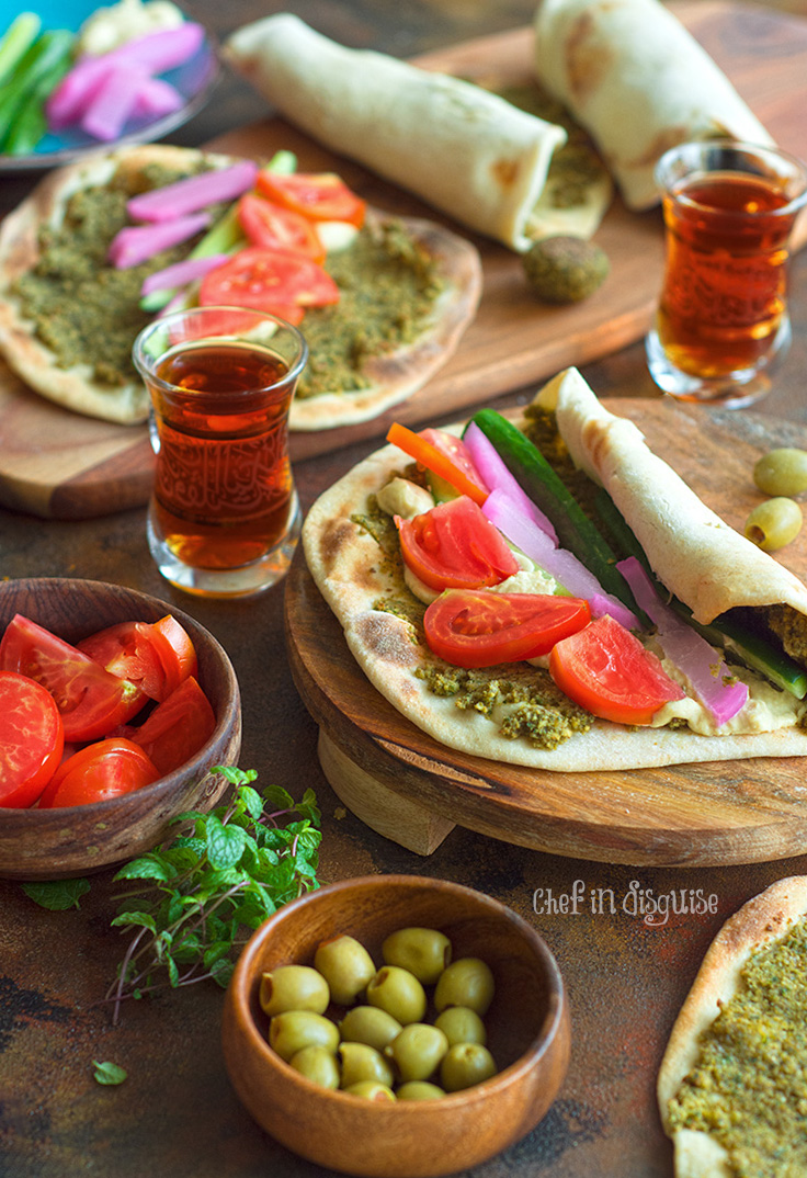 baked falafel wrap served with olives and tea.jpg