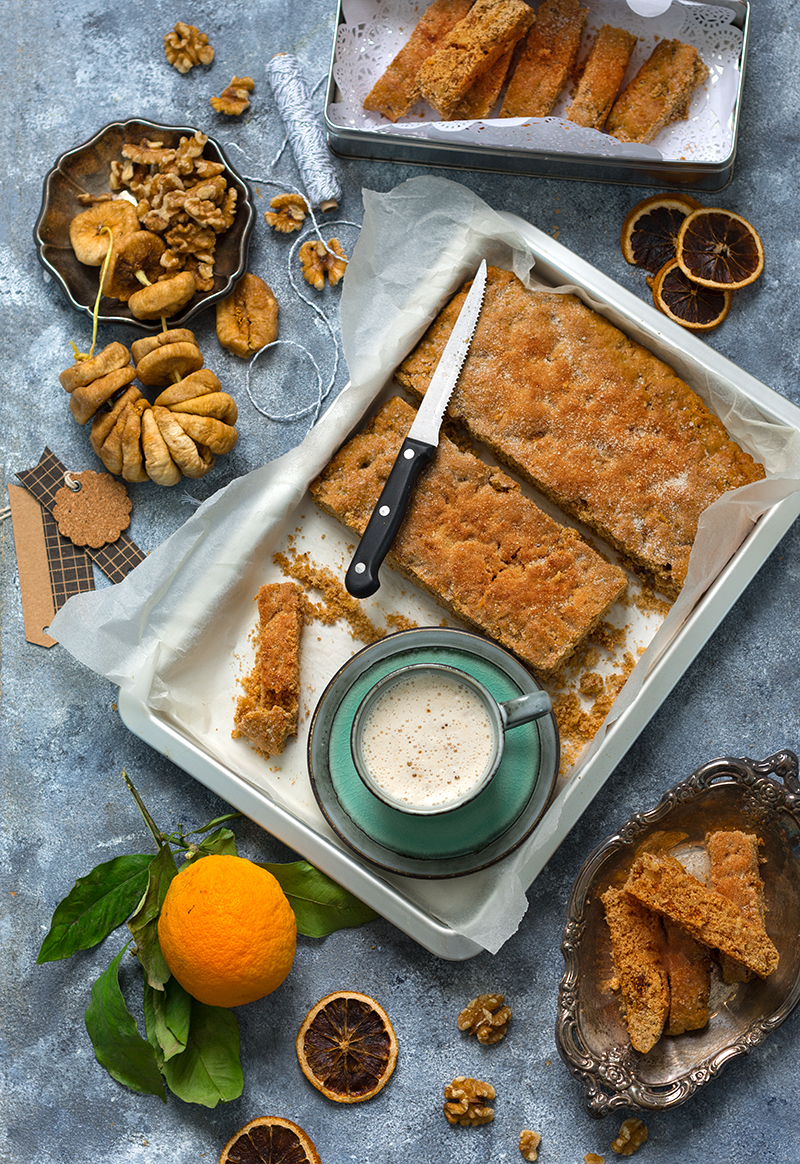 Orange, dried fig and walnut biscotti