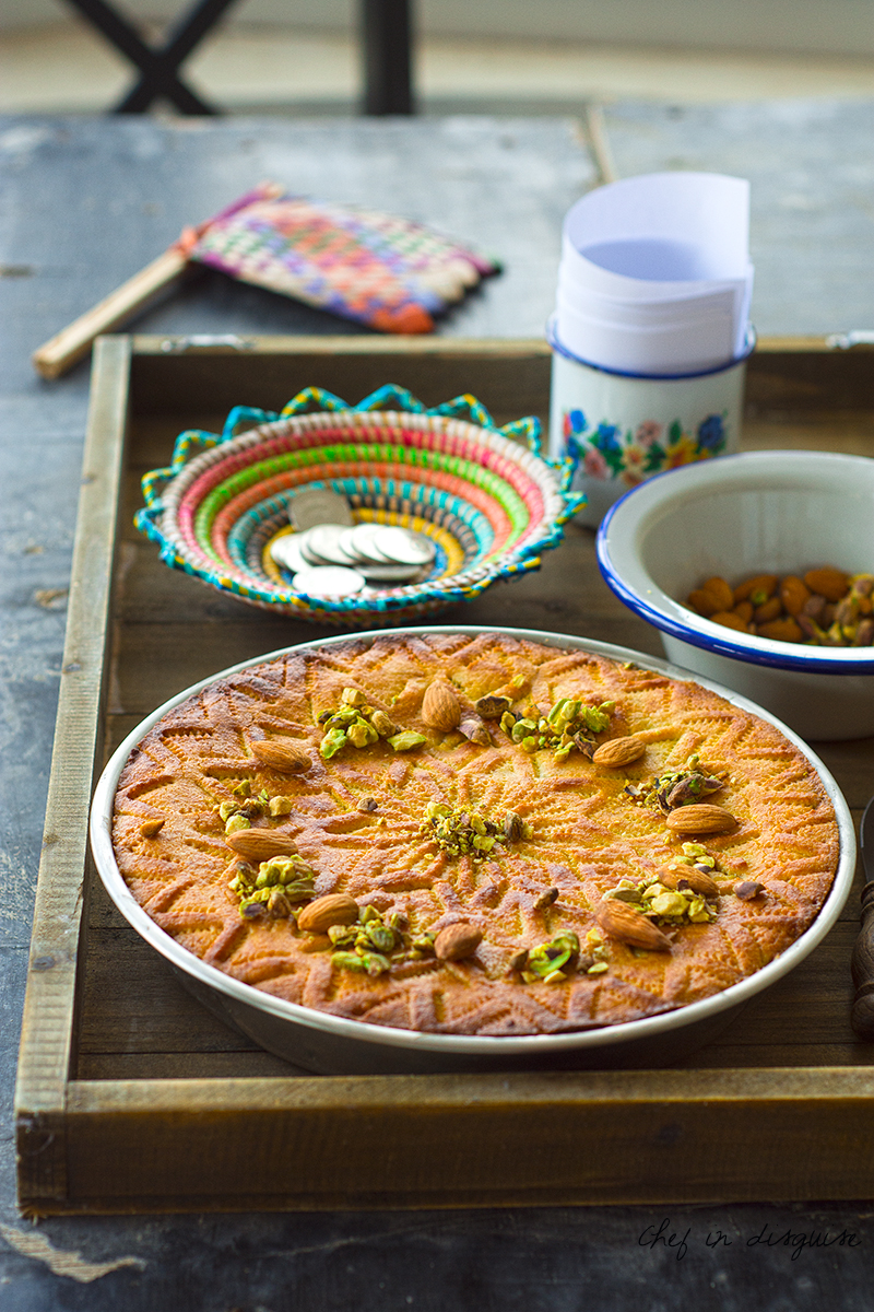 Dahdah, a Palestinian dessert made of layers of semolina ,coconut , cinnamon and nuts alternating in a beautiful pattern and heavenly combination of flavor.